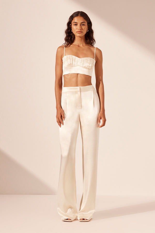 La Lune Mid Rise Straight Leg Pant - Cream