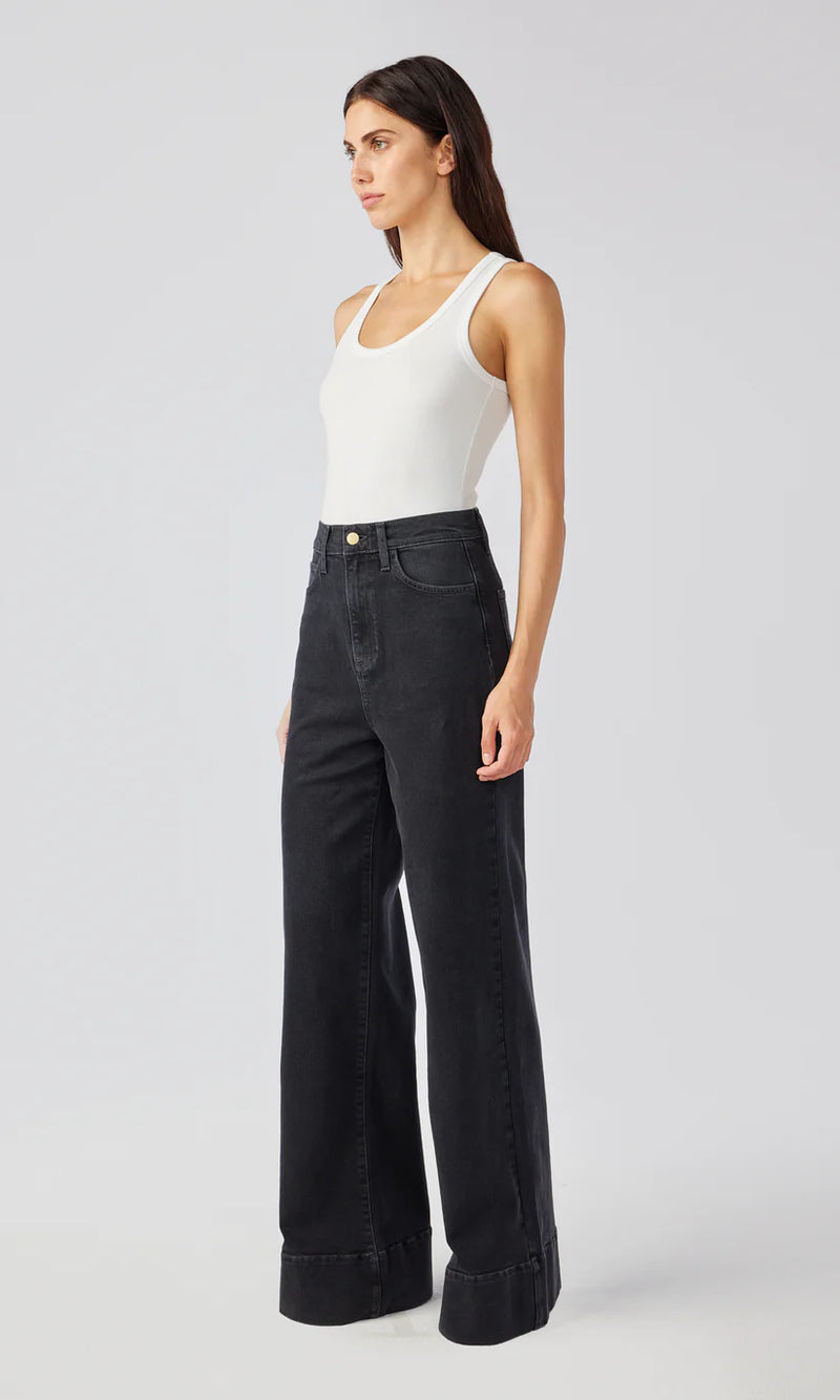 Ms. Onassis V-High Rise Wide Leg Jean - Loved Black