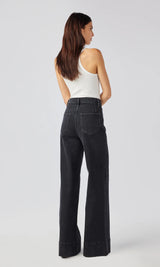 Ms. Onassis V-High Rise Wide Leg Jean - Loved Black