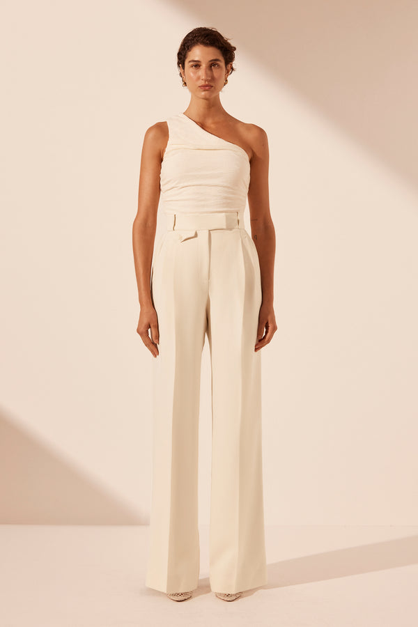 Irena High Waisted Tailored Pant - Rice