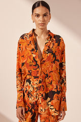 Santos Silk Relaxed Shirt - Tangerine