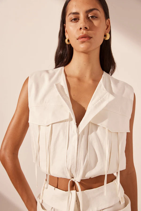 Kasbah Utility Cropped Top - Rice