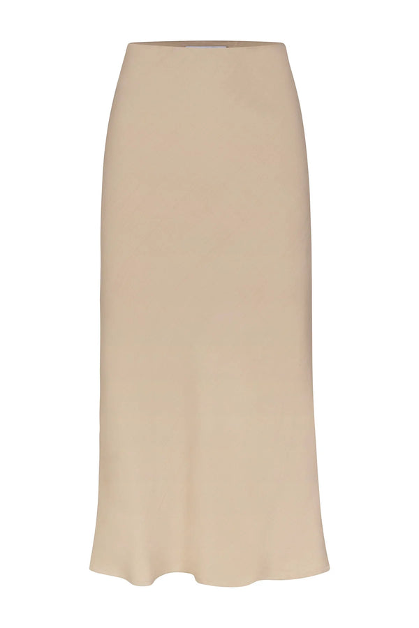 Rey Bias Cut Midi Skirt - Taupe