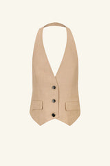 Asher Tailored Open Back Vest - Latte