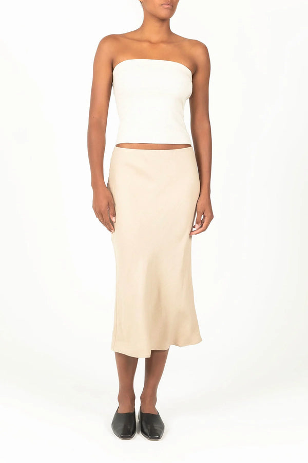 Rey Bias Cut Midi Skirt - Taupe