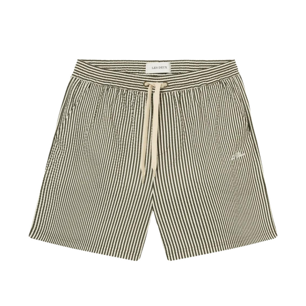 Stan Seersucker Swim Shorts - Olive Night