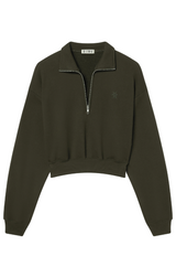 Cropped Half-Zip Sweatshirt - Moss