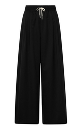 Wool Drawstring Pants - Black