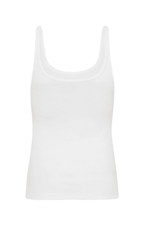 Organic Cotton Slim Scoop Tank - White