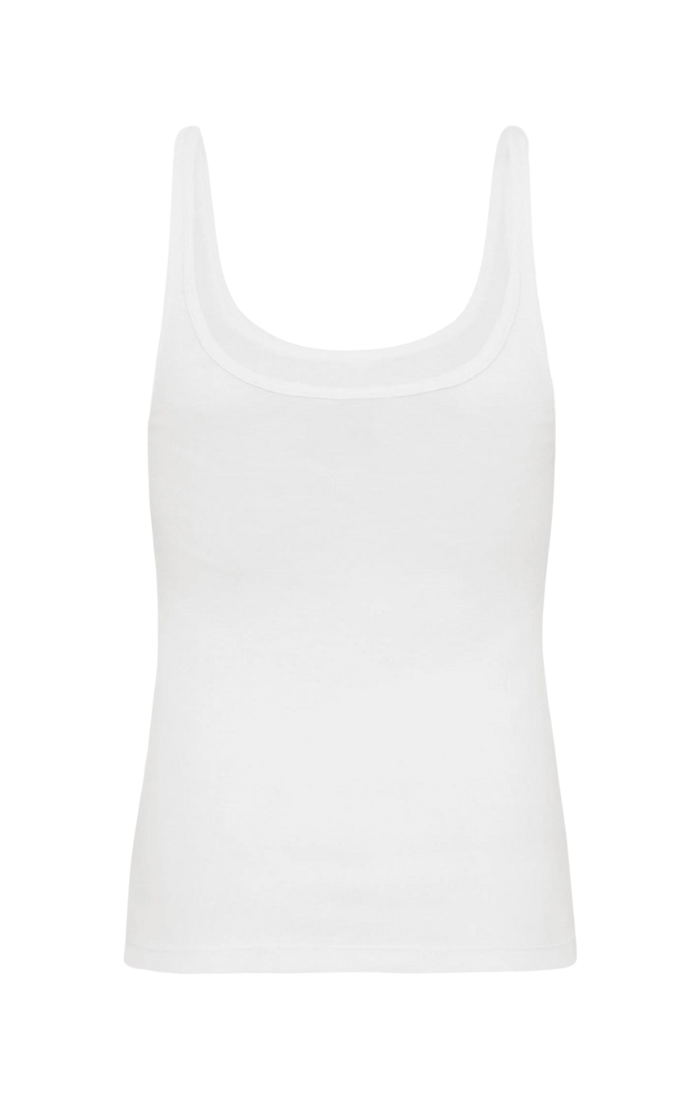 Organic Cotton Slim Scoop Tank - White