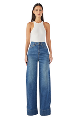 Ms. Onassis V-High Rise Wide Leg Jean - Medium Indigo