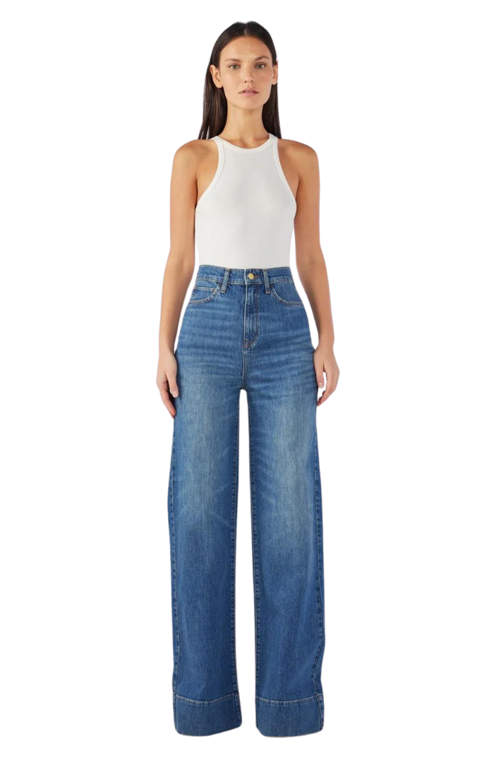 Ms. Onassis V-High Rise Wide Leg Jean - Medium Indigo