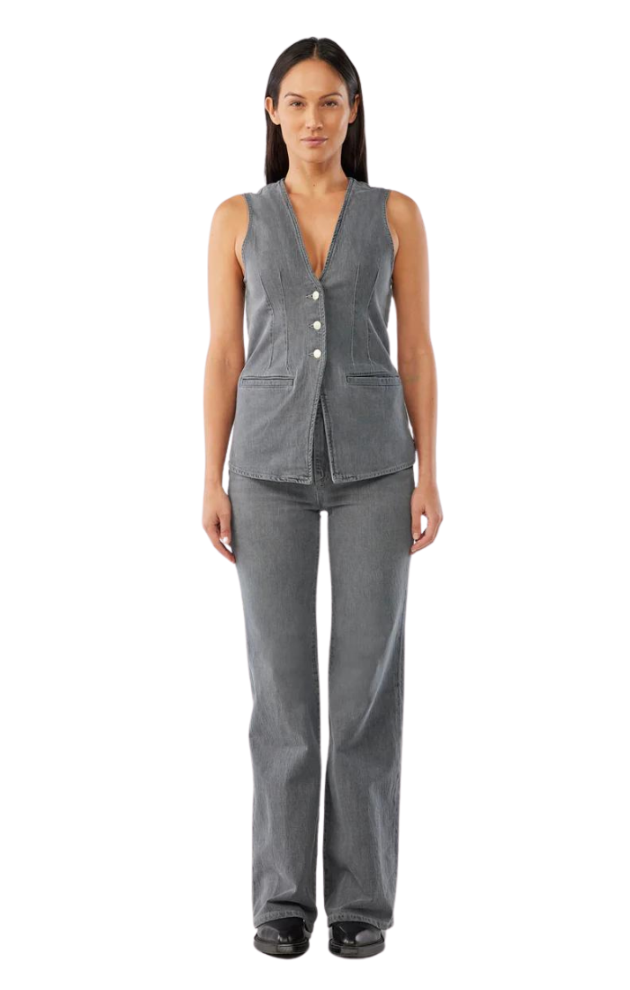 Monica Tailored Denim Vest - Tempesta Grey