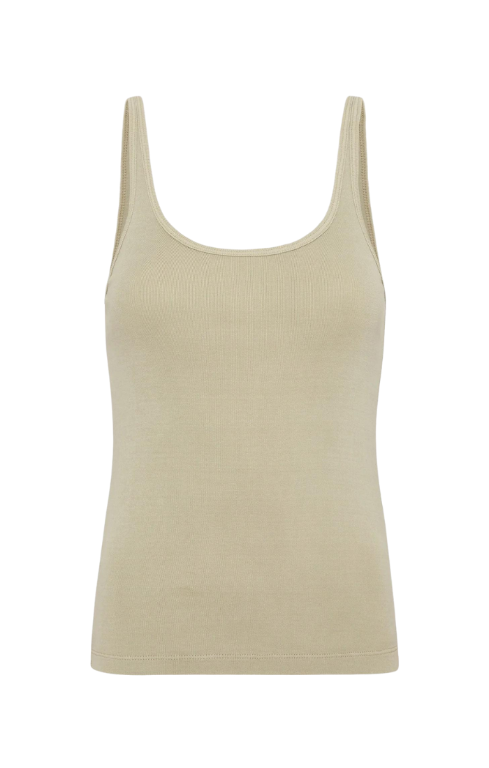 Organic Cotton Slim Scoop Tank - Moss Grey