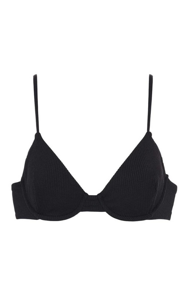 Dainty Bikini Top - Black Rib