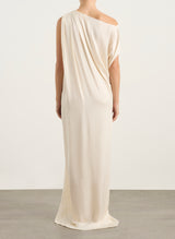 Andea Seeksucker Draped Dress - Pearl