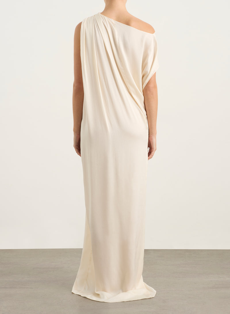 Andea Seeksucker Draped Dress - Pearl