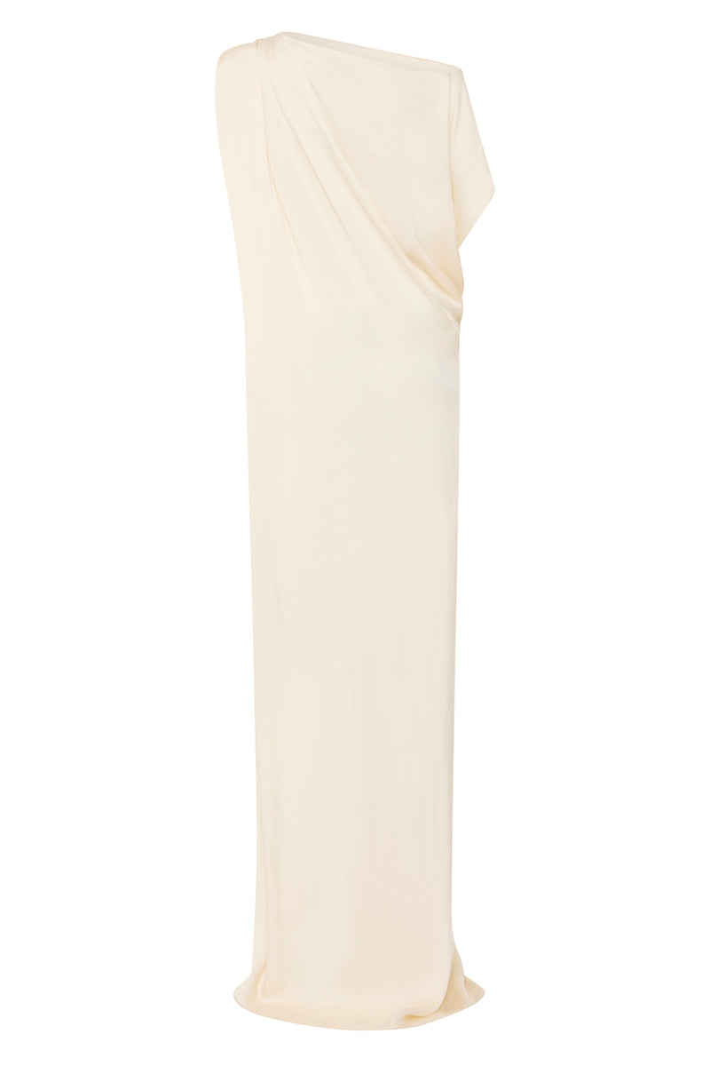 Andea Seeksucker Draped Dress - Pearl