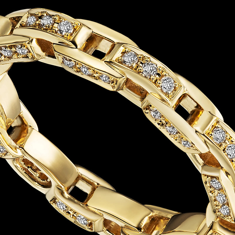 Links Three Sided Chain Ring - Gold