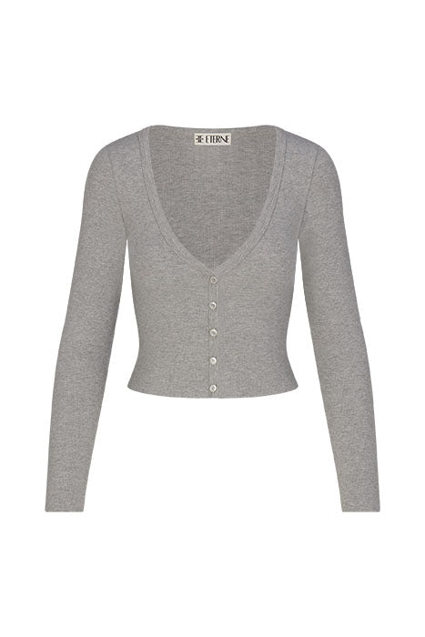 Cropped Cardigan - Heather Grey