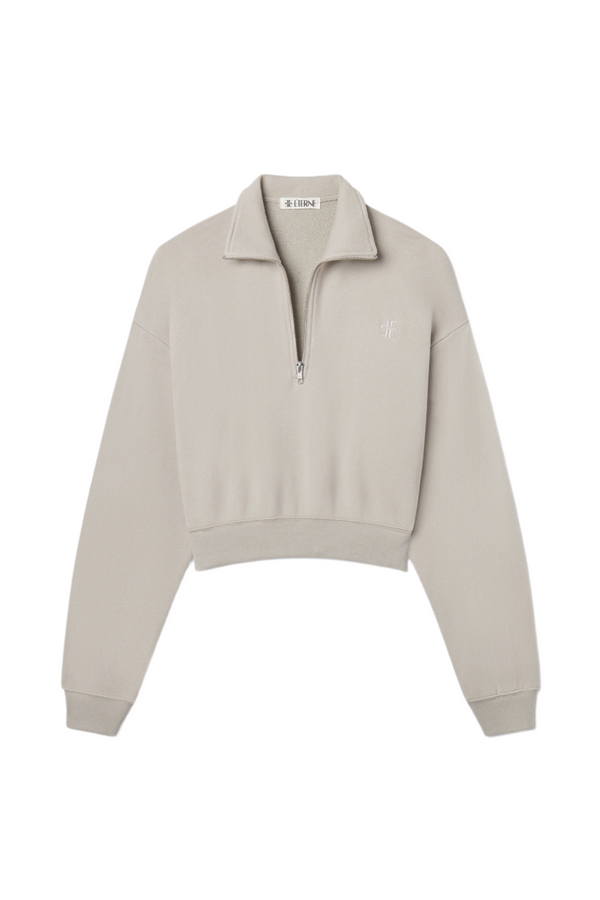 Cropped Half-Zip Sweatshirt - Dove