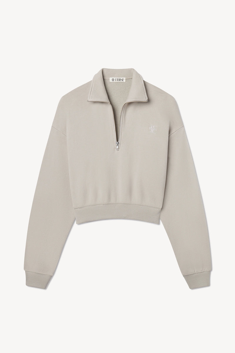 Cropped Half-Zip Sweatshirt - Dove