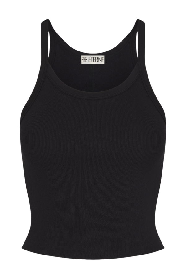 Cropped Rib Tank - Black