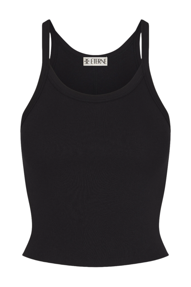 Cropped Rib Tank - Black