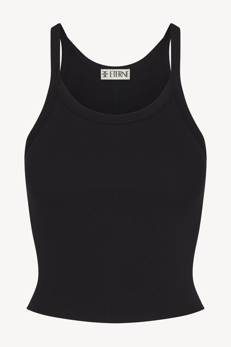 Cropped Rib Tank - Black