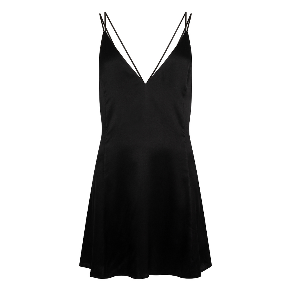 Black silk slip dress short online