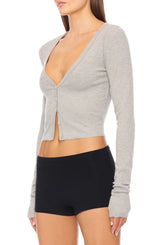 Cropped Cardigan - Heather Grey