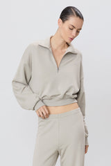 Cropped Half-Zip Sweatshirt - Dove