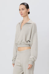 Cropped Half-Zip Sweatshirt - Dove