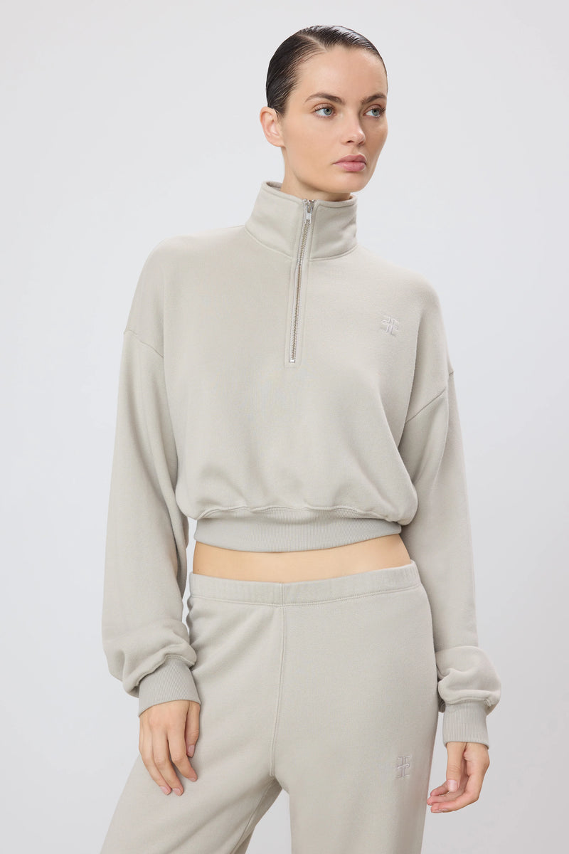 Cropped Half-Zip Sweatshirt - Dove