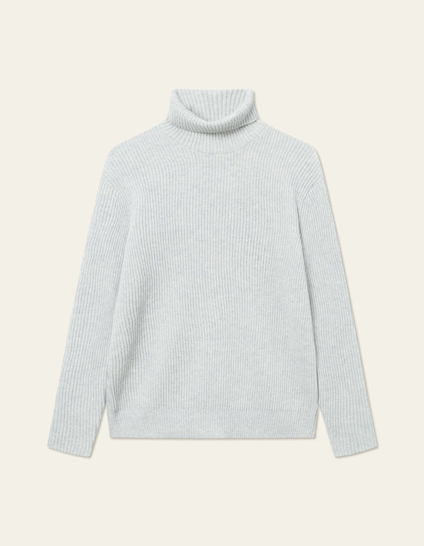 Eddie Wool Rib Rollneck Knit - Snow