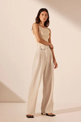 Irena High Waisted Tailored Pant - Bone