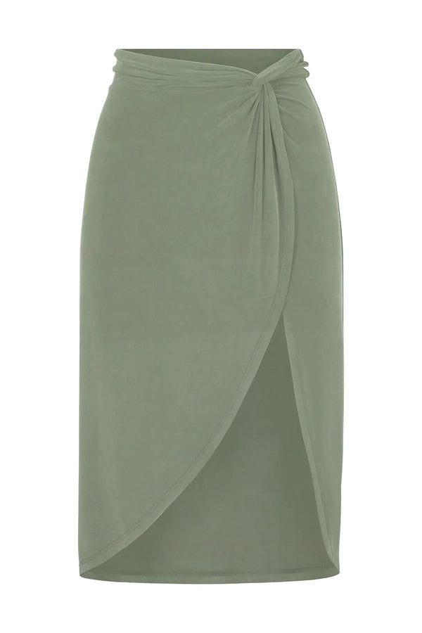 Knot Draped Midi Skirt - Sage