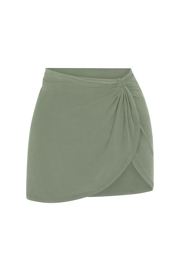 Knot Draped Mini Skirt - Sage