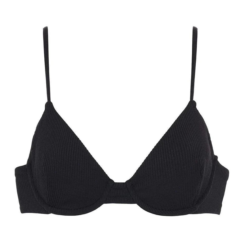 Dainty Bikini Top - Black Rib