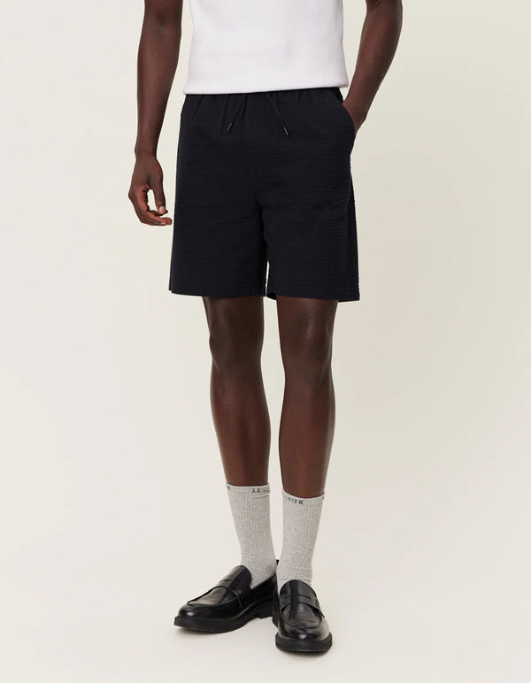 Patrick Seersucker Shorts - Black