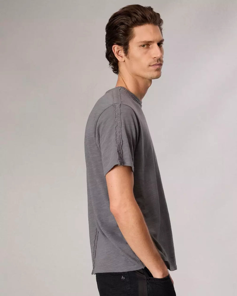 Raw Edge Flame Tee - Smoke Grey