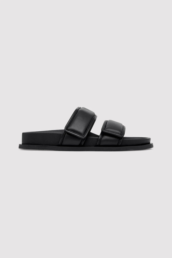 Quilted Leather Slide - Black