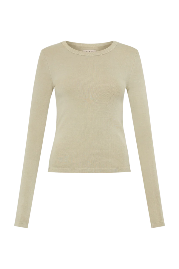 Organic Cotton Long Sleeve Top - Moss Grey