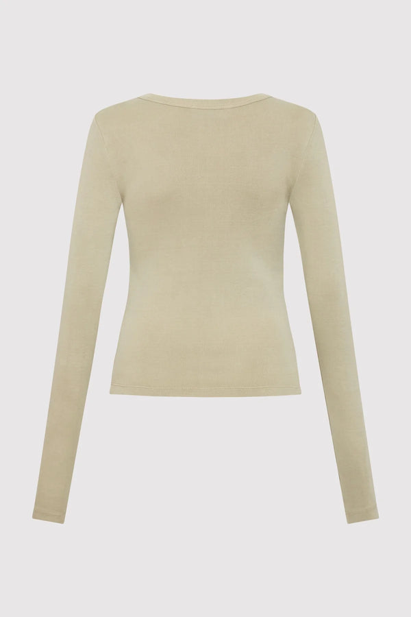 Organic Cotton Long Sleeve Top - Moss Grey