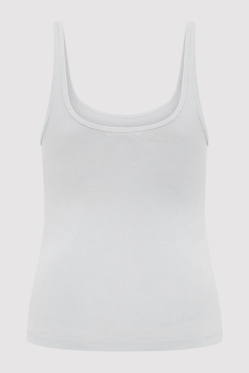 Organic Cotton Slim Scoop Tank - Silver