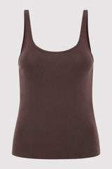 Organic Cotton Slim Scoop Tank - Raisin