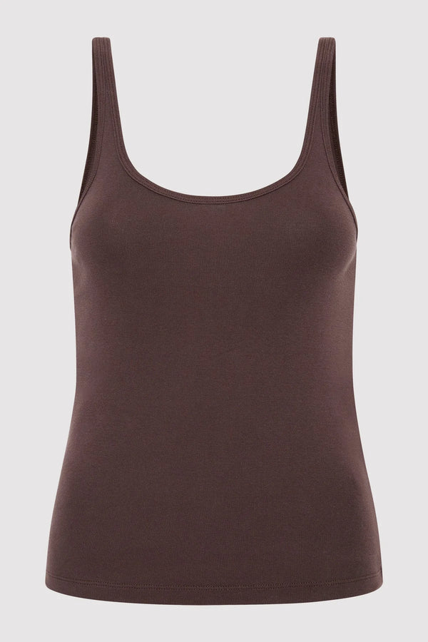 Organic Cotton Slim Scoop Tank - Raisin