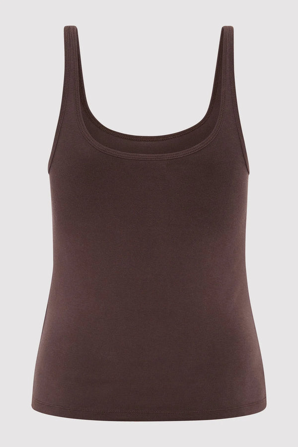 Organic Cotton Slim Scoop Tank - Raisin