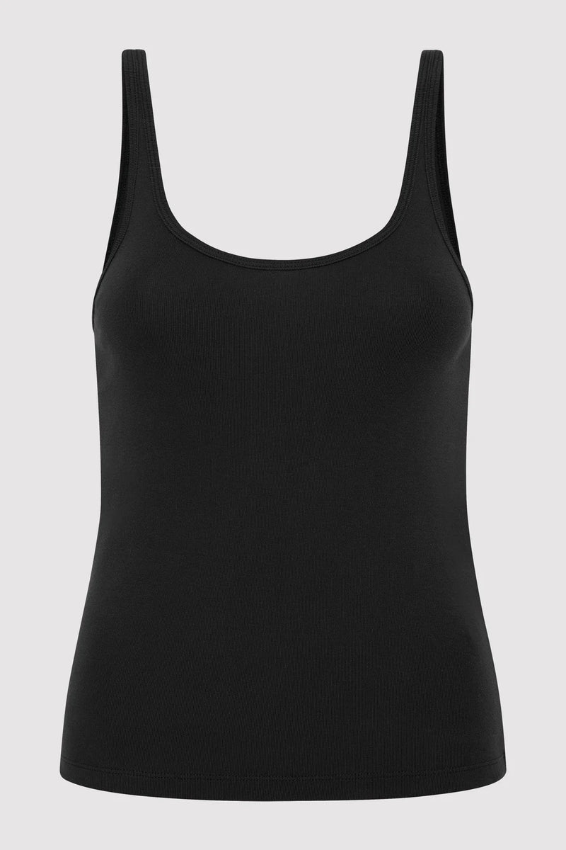 Organic Cotton Slim Scoop Tank - Jet Black