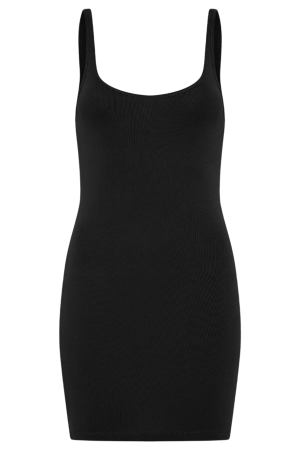 Organic Cotton Slip Dress - Black